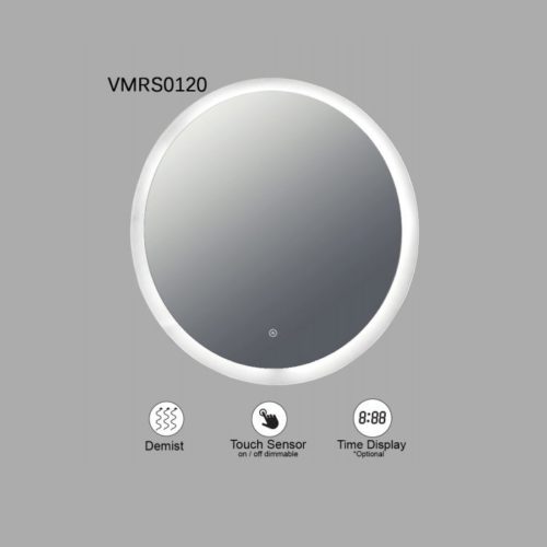 VONN VMRS0120 LED Bath Mirror in Silver with Frosted Edge, Round 24"W x 24"H or 30"W x 30"H
