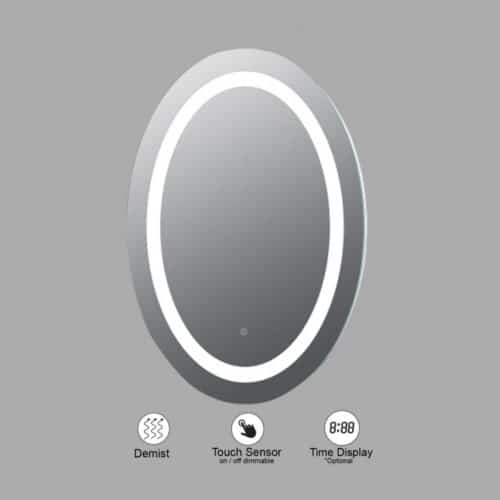 VONN VMRS2620 LED Bath Mirror in Silver with Back Lit, Oval 24"W x 36"H