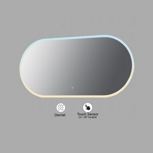 VONN VMRS6530TW Tunable White LED Bath Mirror in Silver and Frosted Edge, Oval 36"W x 24"H
