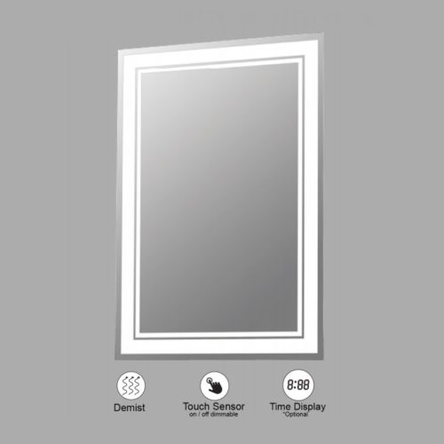 VONN VMRS9530A LED Bath Mirror in Silver, Rectangle 24"W x 30"H or 30"W x 36"H