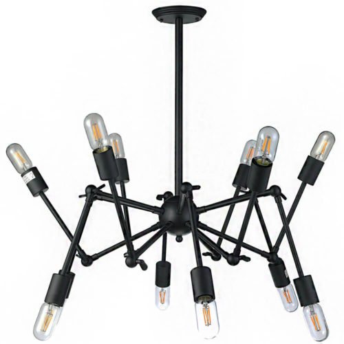 Rana VMC31300BL 39" Industrial Multi-Pivoting-Arm LED Chandelier, Black