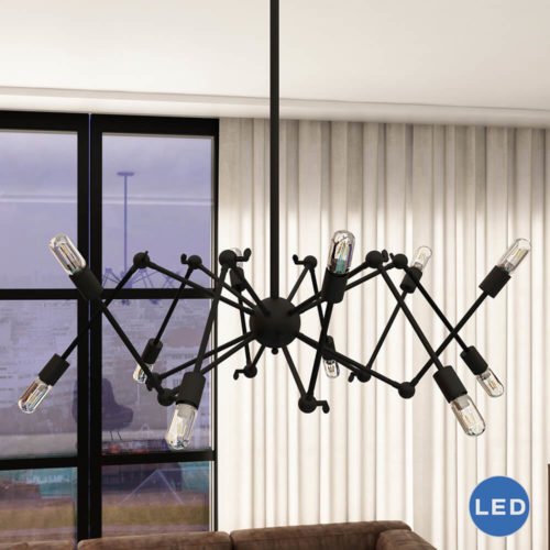 Rana VMC31300BL 39" Industrial Multi-Pivoting-Arm LED Chandelier, Black