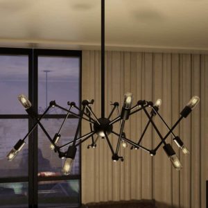 Rana VMC31300BL 39" Industrial Multi-Pivoting-Arm LED Chandelier, Black