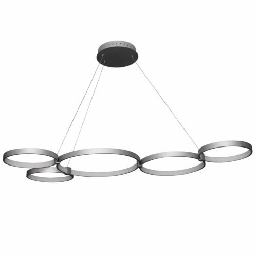 Capella VMC32410AL 55″ Modern Five-Ring LED Chandelier, Aluminum Finish