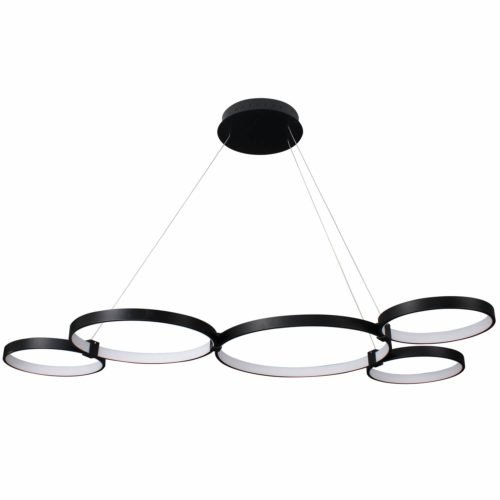 Capella VMC32410BL 55" Modern Five-Ring LED Chandelier, Black