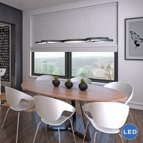 Capella VMC32410BL 55" Modern Five-Ring LED Chandelier, Black