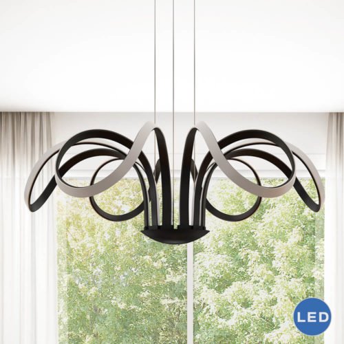 Capella VMC32420BL 30" Modern Flower-Pedal LED Chandelier, Black