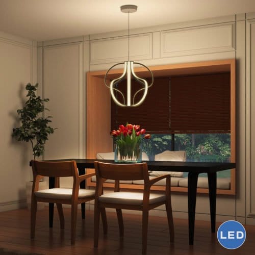 Capella VMC32430AL 21" Modern Globe LED Chandelier, Aluminum Finish