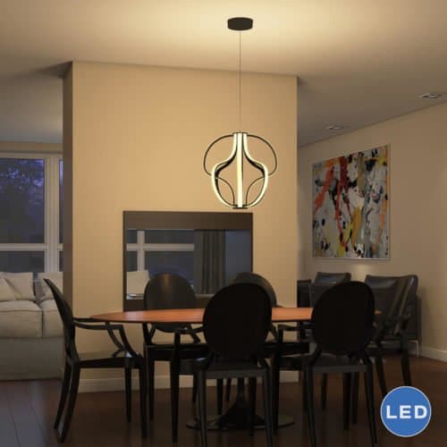 Capella VMC32430BL 21" Modern Globe LED Chandelier, Black