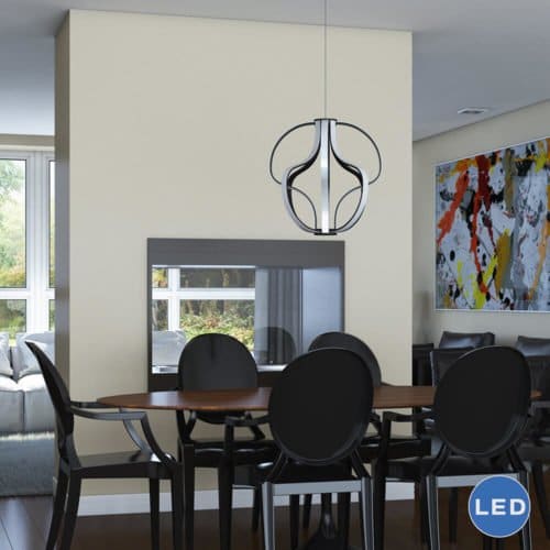 Capella VMC32430BL 21" Modern Globe LED Chandelier, Black