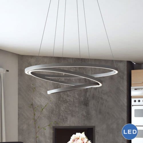 Tania Trio VMC32500AL 32" Modern Three-Tier LED Chandelier, Aluminum Finish