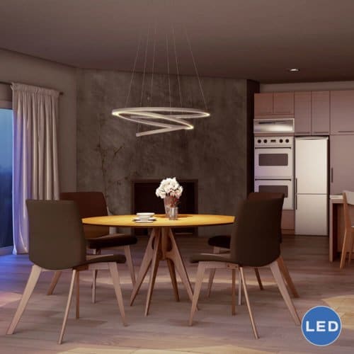 Tania Trio VMC32500AL 32" Modern Three-Tier LED Chandelier, Aluminum Finish