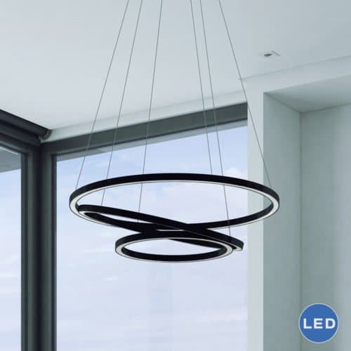 Tania Trio VMC32500BL 32" Modern Three-Tier LED Chandelier, Black