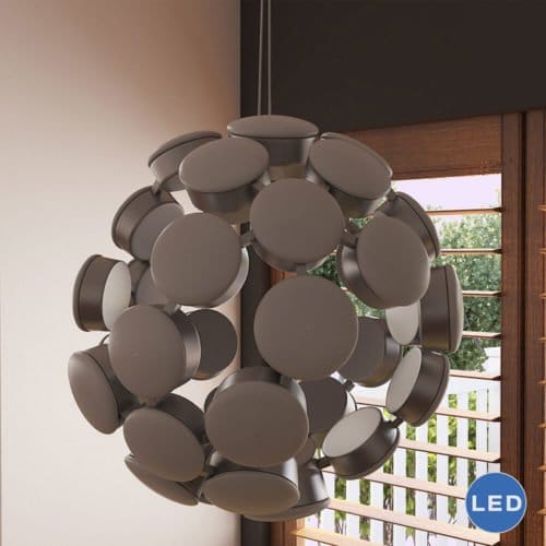 Kastra VMC32610AL 16" Modern Celestial Globe LED Chandelier, Aluminum Finish
