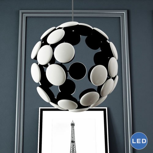 Kastra VMC32610BL 16" Modern Celestial Globe LED Chandelier, Black