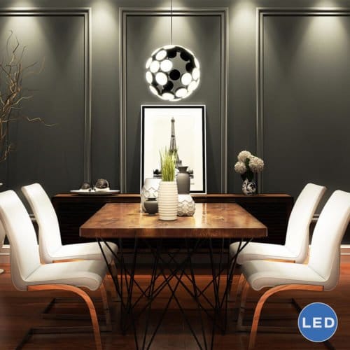 Kastra VMC32610BL 16" Modern Celestial Globe LED Chandelier, Black