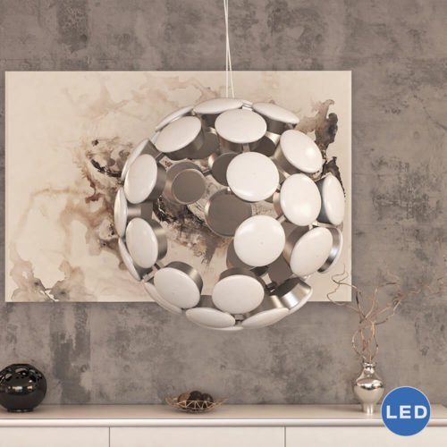 Kastra VMC32620AL 19" Modern Celestial Globe LED Chandelier, Aluminum Finish