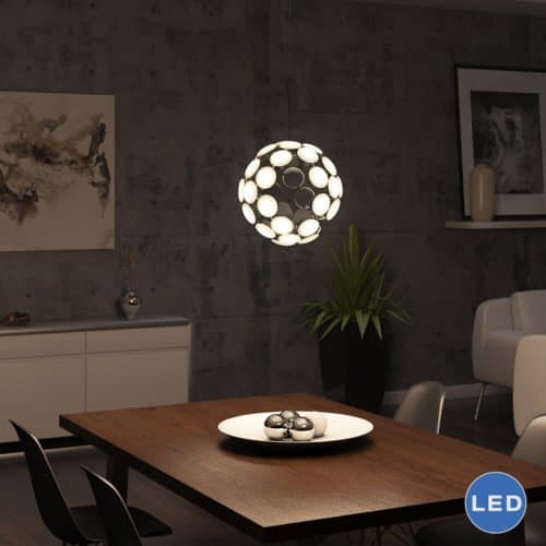 Kastra VMC32620AL 19" Modern Celestial Globe LED Chandelier, Aluminum Finish