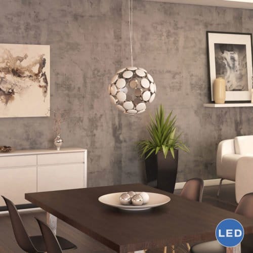 Kastra VMC32620AL 19" Modern Celestial Globe LED Chandelier, Aluminum Finish