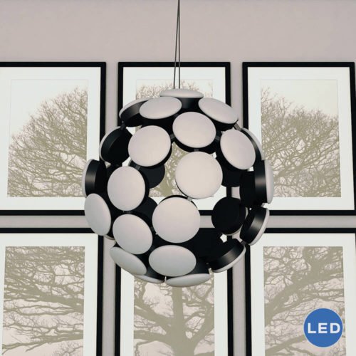 Kastra VMC32620BL 19" Modern Celestial Globe LED Chandelier, Black