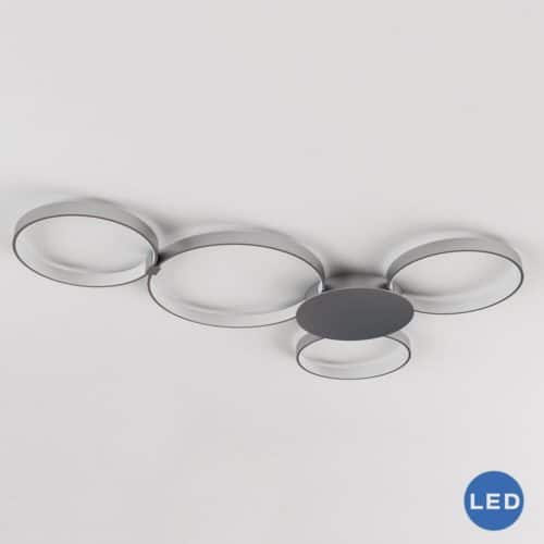 Capella VMCF41500AL 43" Modern Four-Ring LED Ceiling Fixture, Aluminum Finish