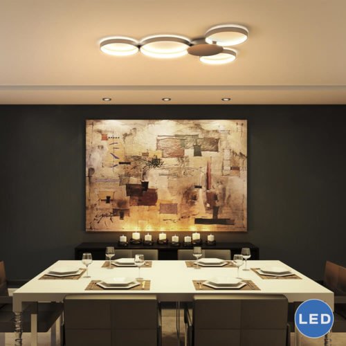 Capella VMCF41500AL 43" Modern Four-Ring LED Ceiling Fixture, Aluminum Finish