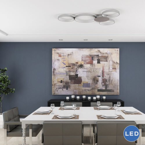 Capella VMCF41500AL 43" Modern Four-Ring LED Ceiling Fixture, Aluminum Finish