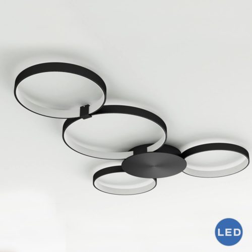 Capella VMCF41500BL 43" Modern Four-Ring LED Ceiling Fixture, Black