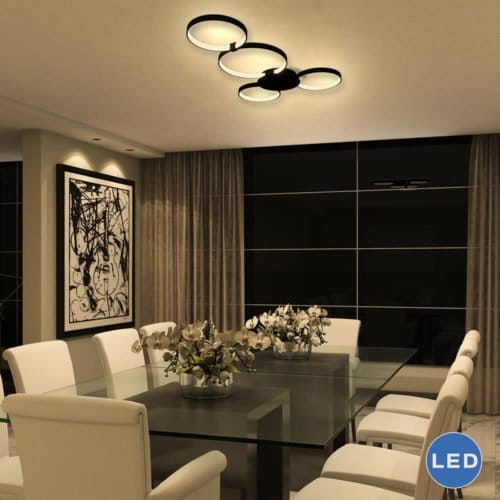 Capella VMCF41500BL 43" Modern Four-Ring LED Ceiling Fixture, Black