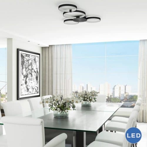 Capella VMCF41500BL 43" Modern Four-Ring LED Ceiling Fixture, Black