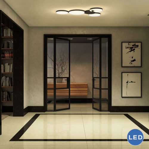 Capella VMCF41500BL 43" Modern Four-Ring LED Ceiling Fixture, Black