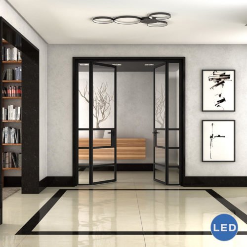 Capella VMCF41500BL 43" Modern Four-Ring LED Ceiling Fixture, Black