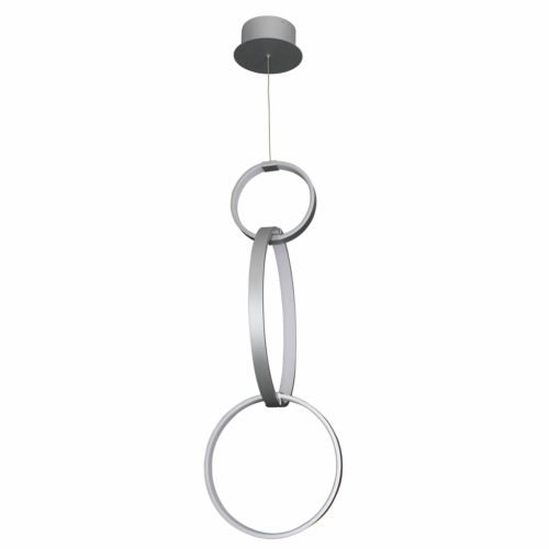 Capella VMP22200AL 34" x 16" Modern Three-Ring LED Pendant, Aluminum Finish