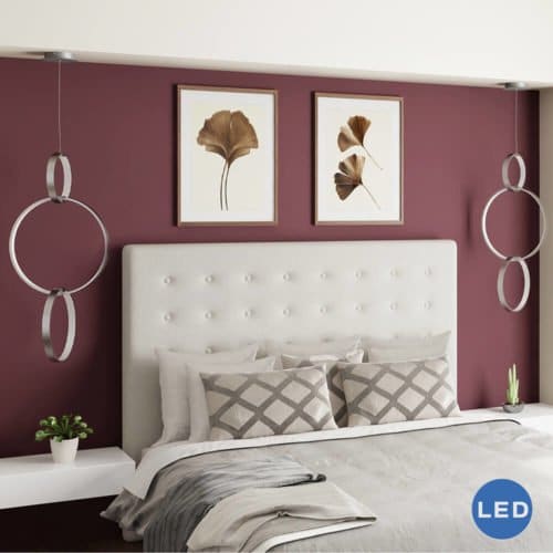 Capella VMP22200AL 34" x 16" Modern Three-Ring LED Pendant, Aluminum Finish