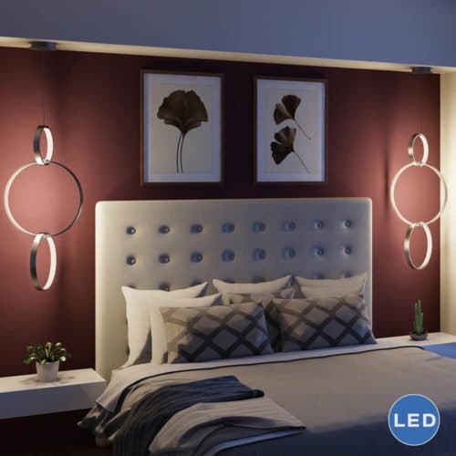 Capella VMP22200AL 34" x 16" Modern Three-Ring LED Pendant, Aluminum Finish