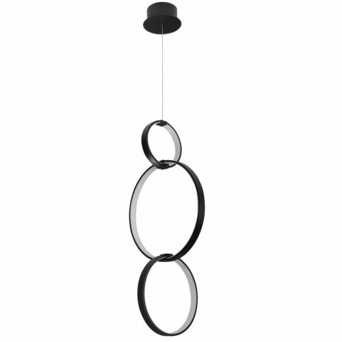 Capella VMP22200BL 34" x 16" Modern Three-Ring LED Pendant, Black