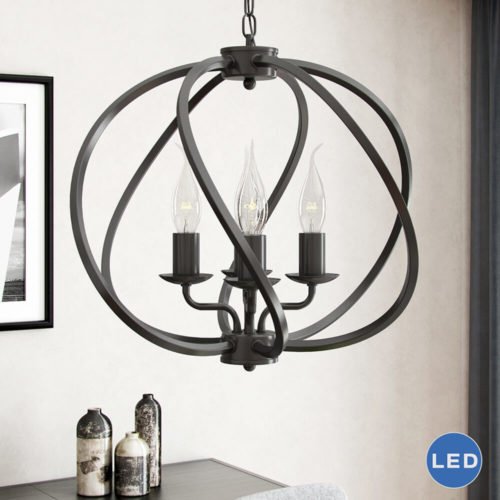 Sargas VTC31104BZ 16" Industrial Globe LED Chandelier, Architectural Bronze