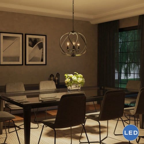 Sargas VTC31104BZ 16" Industrial Globe LED Chandelier, Architectural Bronze