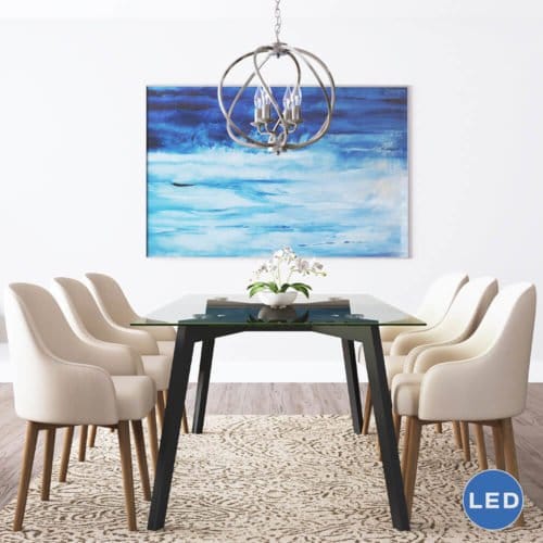 Sargas VTC31104SN 16" Industrial Globe LED Chandelier, Satin Nickel