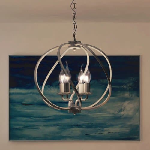 Sargas VTC31104SN 16" Industrial Globe LED Chandelier, Satin Nickel