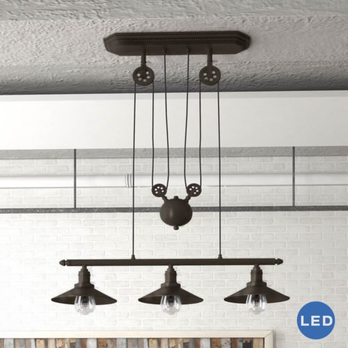 Delphinus VVC31023BZ 35" Industrial Linear LED Chandelier, Architectural Bronze