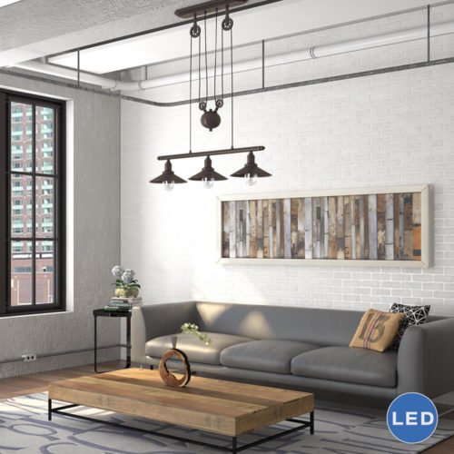 Delphinus VVC31023BZ 35" Industrial Linear LED Chandelier, Architectural Bronze