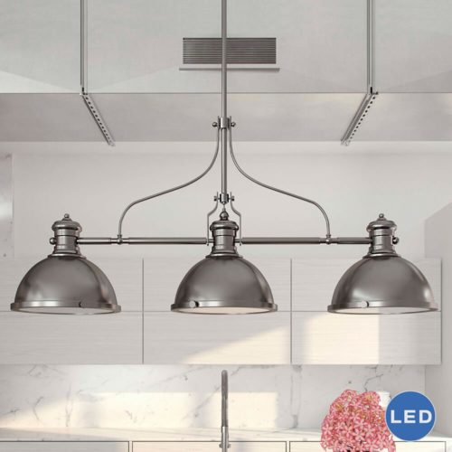 Dorado VVC31203SN 53" Industrial Linear LED Chandelier, Satin Nickel