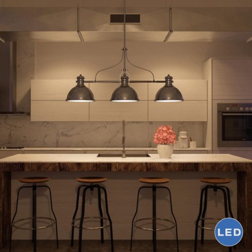 Dorado VVC31203SN 53" Industrial Linear LED Chandelier, Satin Nickel