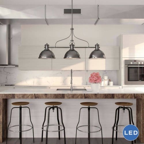 Dorado VVC31203SN 53" Industrial Linear LED Chandelier, Satin Nickel