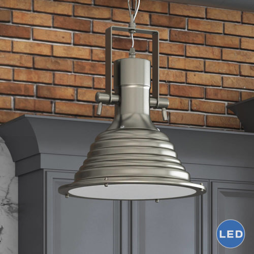 Dorado VVP21041SN 11″ Industrial LED Pendant, Satin Nickel