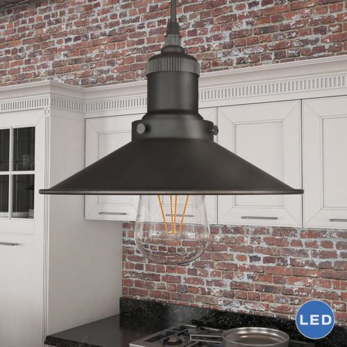 Delphinus VVP21201BZ 9" Industrial LED Pendant, Architectural Bronze