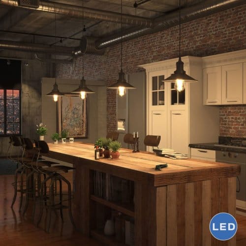 Delphinus VVP21201BZ 9" Industrial LED Pendant, Architectural Bronze