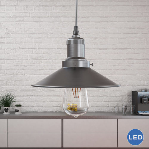 Delphinus VVP21201SN 9" Industrial LED Pendant, Satin Nickel