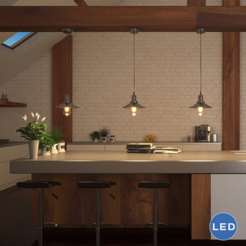 Delphinus VVP21201SN 9" Industrial LED Pendant, Satin Nickel